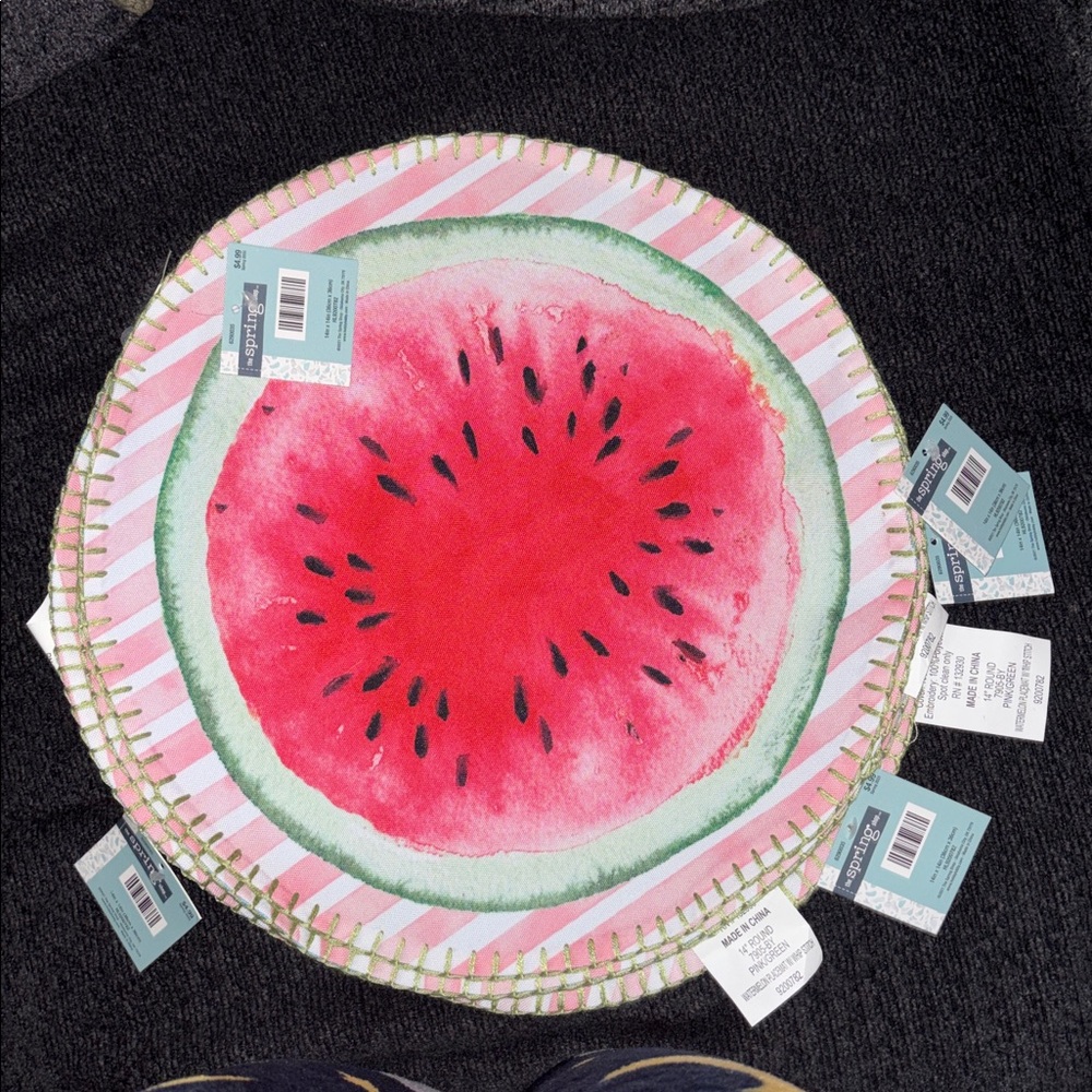 Set of 6 Watermelon Round Placemats NWT Spring Summer Table Decor 🍉